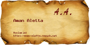 Aman Aletta névjegykártya