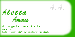 aletta aman business card